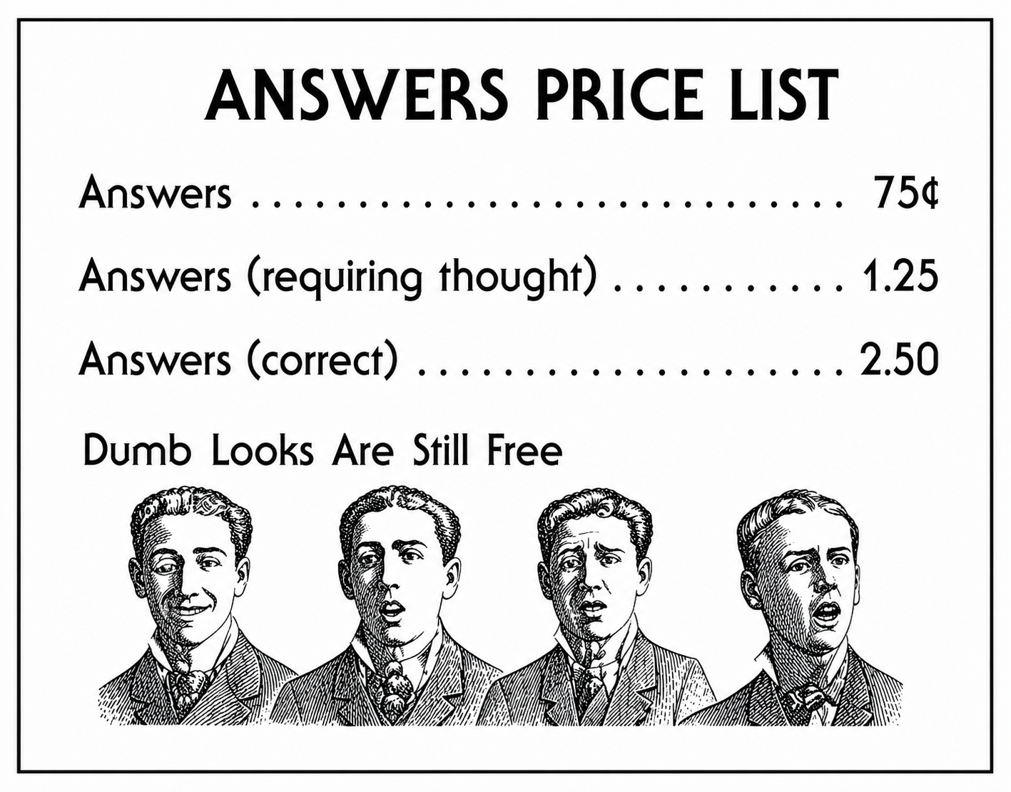 Answers Price List